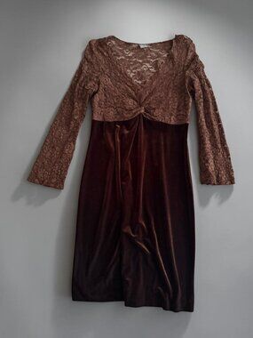 MUSE Brown Velvet Lace Cocktail Dress Size 10